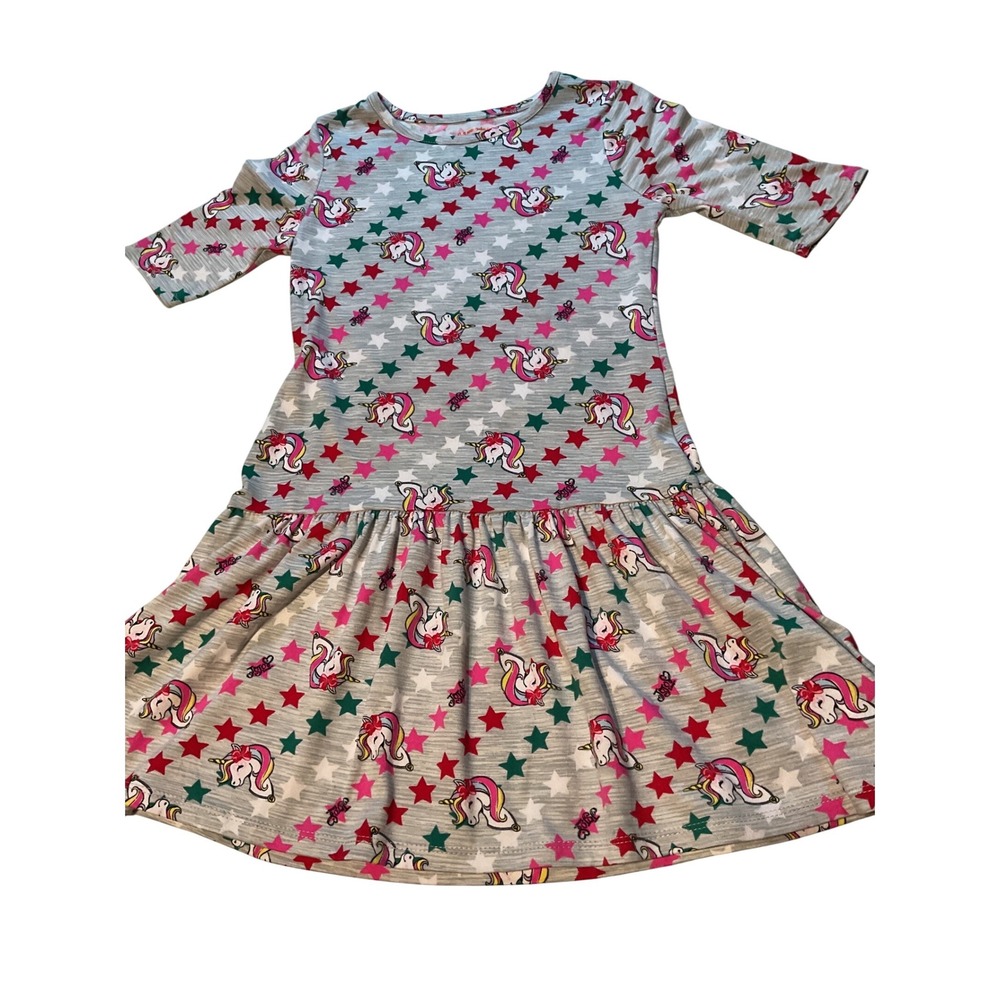 Two Jojo Siwa Nickelodeon Girls Unicorn Star Print Drop Waist Dress Size M 7-8